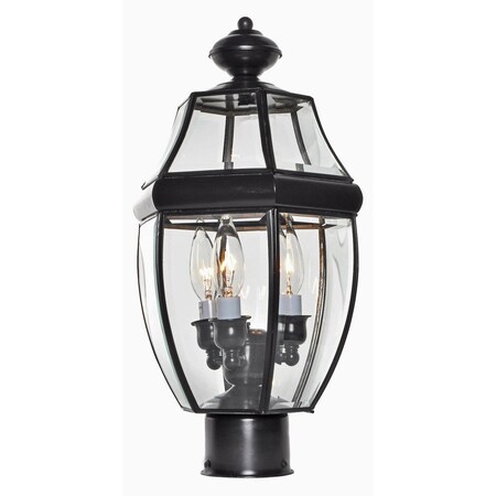 Maxim Three Light Burnished Clear Glass Post Light 6097CLBU